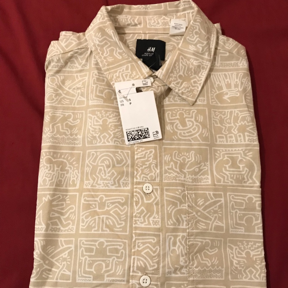 KEITH HARING Short Sleeve Button Down Shirts NEW With Tag XS, S, M, L, XL, XXL